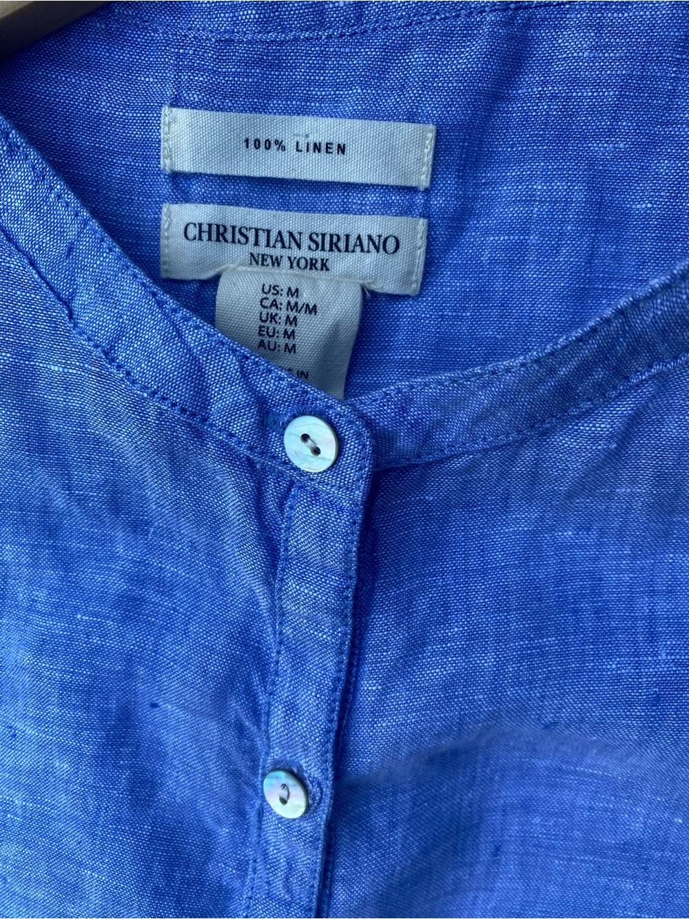 Christian Siriano Blue Linen Sleeveless Tunic Top